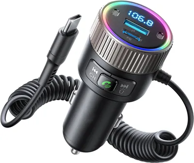 Produktbild von Neueste 5.4 Bluetooth Adapter Auto 60W [PD 30W & USB-C Spiralkabel 30W] FM Transmitter für Auto HiFi Musik Player, Freisprecheinrichtung