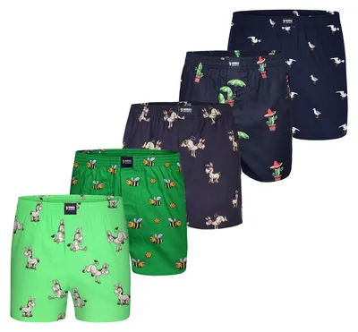 Produktbild von Happy Shorts Herren Boxer Motiv Mix 5-Pack nature - Größe L