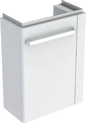 Produktbild von Geberit Selnova Compact - Waschtischunterschrank, 448x252x604 mm, 1 Tür, Scharniere links, weiß glänzend/weiß matt 501.498.00.1