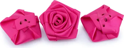 Produktbild von Satinrosen 6cm zum Basteln & Aufnähen 3 Stück Fuchsia / Pink