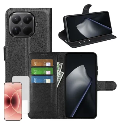 Image de Étui de protection et verre trempé pour Xiaomi 17T Pro : étui rabattable portefeuille + verre trempé 9H