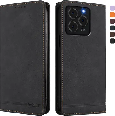 Image de Etui pour Ulefone Note 20 Pro, étui rétro en cuirPolyuréthaneavec support et fentes pour cartes de crédit Noir