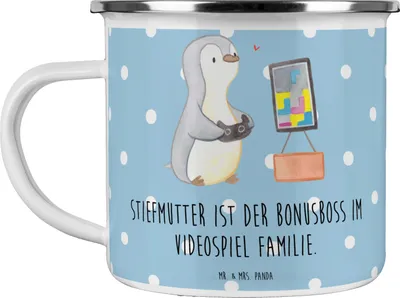 Produktbild von Mr. & Mrs. Panda Teetasse Stiefmutter Bonusboss - Blau Pastell - Geschenk, Stiefkind, Pott, Muttertag, Teebecher, Videospiel, Herausforderung, Liebe, Campingtasse, Haferl