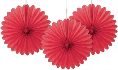 Produktbild von Unique Party 63255, Dekorativer Ventilator, Rot, Papier, 3 Stück(e), 15 cm
