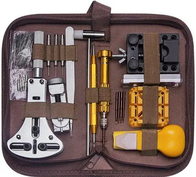 Produktbild von Horlogenreparatieset, 149-teilig, met Werkzeug für Uhrbandenentfernung, Uhröffner und Federstiftwerkzeug.