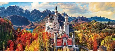Produktbild von Diamond Painting Berge mit Schloss Neuschwanstein 110x50 cm für Erwachsene