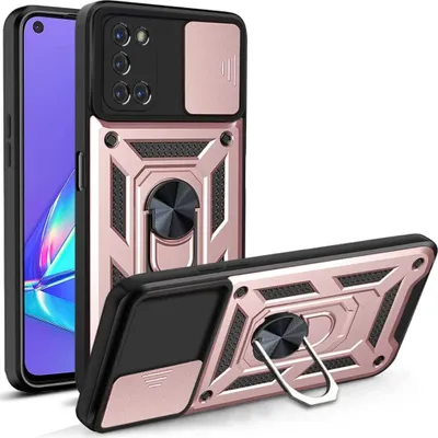 Image de OPPO A52 / A72 / A92 4G Case with Ring, Stand, Camera Protection, TPU Bumper, Silicone Case for OPPO A52 / A72 / A92 4G Pink