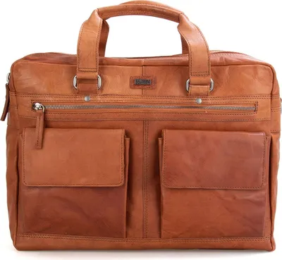 Produktbild von SPIKES & SPARROW Leder Businesstasche Schultertasche mit Laptopfach Bronco Business Bag Brandy braun