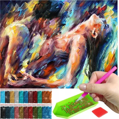 Zdjęcie produktu dla Haft diamentowy ARTULIO - Abstrakcyjna para - 40 x 30 cm - Diamond painting, Kompletny zestaw: mozaika + akcesoria