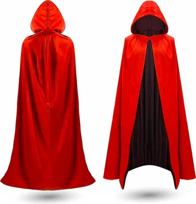 Produktbild von Umhang mit Kaputze - Vampir Kostüm - für Halloween & Fasching & Karneval für Kinder & Erwachsene, Beidseitig rot & schwarz