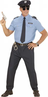 Produktbild von 5-tlg. Polizist Männerkostüm mit Hut für Karneval & Motto Party Größe: XL