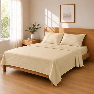 Productafbeelding van Lakenset Microvezel 240x250 / 180x200+25 / 50x80x2, Champagnebeige