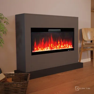 Produktbild von Glow Fire Elektrokamin 'Zeus106' | LED Standkamin in grau mit Heizung (1500 W) | HxBxT: 100x135x35 cm