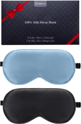 Produktbild von Seidenschlafmaske 2er Pack 100% Natur für Seiten schlafen