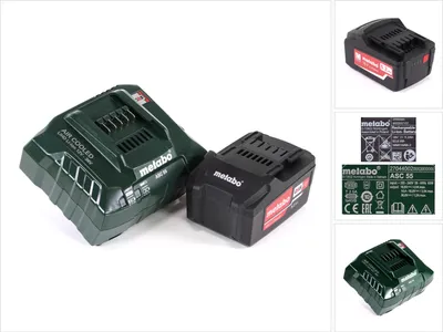 Zdjęcie produktu dla Podstawowy zestaw akumulatorów Metabo 18V z 1x akumulatorem 5.2Ah ( 625592000 ) + ładowarka ASC 55 ( 627044000 )