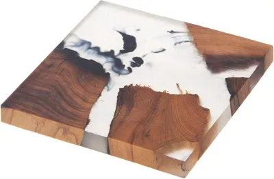 Produktbild von Quadratisches Tischset 8x8 cm aus Akazienholz und Harz