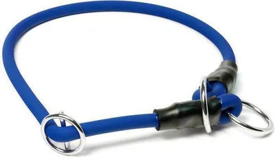 Produktbild von Mystique® Biothane Halsband rund mit Zugbegrenzung 8mm blau 40cm