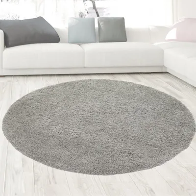 Produktbild von Spaghetti Teppich kuschelig warm in grau Größe - 120 cm Rund