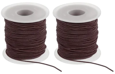 Image de Cordon élastique - Diamètre de 1,2 mm - Pour bijoux et bracelets - 2 rouleaux de 50 mètres - Marron
