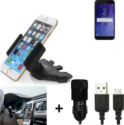 Produktbild von TOP SET K-S-Trade Autohalterung kompatibel mit Samsung Galaxy J4 (2018) CD Schlitz Halterung KFZ-Halter Radio Handy Halterung 360° drehbar