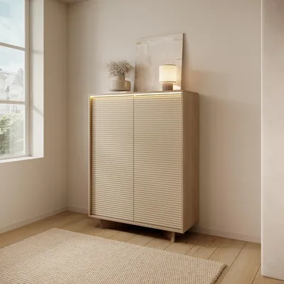 Produktbild von Hasota - Schrank, 104x40x138h cm Eiche Braun, 4 Regalböden