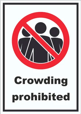 Produktbild von Crowding prohibited Symbol und Text Aufkleber A9 (37x52mm)
