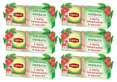 Produktbild von Lipton Grüner Tee Erdbeere Himbeere 6x 20 Beutel - aromatisierter Grüntee