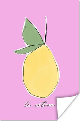 Produktbild von MuchoWow® Poster Zitrone - Frucht - Pastell 80x120 cm - Papierdruck