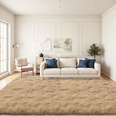 Immagine prodotto di Tappeto a pelo lungo, lavabile, antiscivolo, 240x300 cm, color beige
