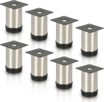 Produktbild von TolleTour 8er Set Möbelfüße Tischbein Set Sofafüße Möbelbeine Bettstützen Sofafüße Schrankfuß Möbelbeine Edelstahl 100mm