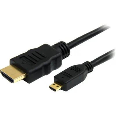 Produktbild von StarTech.com 2m Micro HDMI auf HDMI Kabel mit Ethernet - 4k 30Hz Video - Robustes High Speed Micro HDMI Typ-D auf HDMI 1.4 Konverter/Adapterkabel - UHD HDMI Monitore/TVs/Displays - M/M, 2 m, HDMI Typ A (Standard), HDMI Typ D (Mikrofon), 3D, Audio Return Channel (ARC), Schwarz