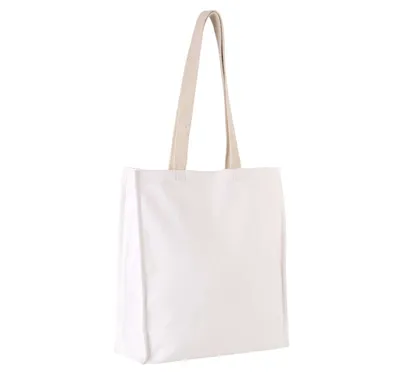 Produktbild von Kimood Tragetasche Bag Jute Canvas Shopper Classic Beutel Baumwolle, Größe:U, Farbe:Weiß