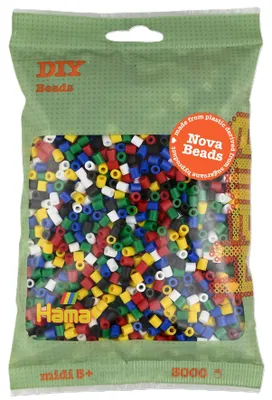 Productafbeelding van Hama strikparels 191-198, biologische midi, "Mix van 6 kleuren", zak van 3.000 stuks
