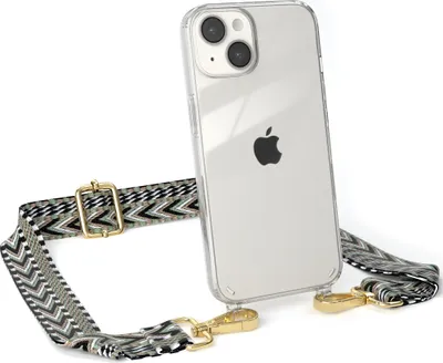 Produktbild von EAZY CASE Handykette - Verstellbarer Trageriemen kompatibel mit Apple iPhone 14, Handykordel mit transparenter Silikon-Hülle, Band in Grün