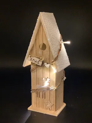 Produktbild von Style home LED Holz Haus 8 Lichter Weihnachtsdeko Fensterdeko Tischdeko (Warmweiss)