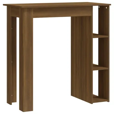Zdjęcie produktu dla vidaXL Stolik barowy z półką brązowy dąb 102x50x103,5 cm materiał drewnopochodny