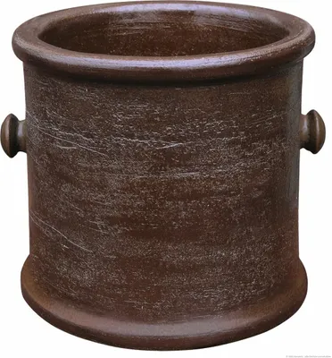 Produktbild von KERAZO Blumentopf Pflanzkübel Hartenstein mit Knauf aus Keramik 32x31 cm frostfest, standfest, Farbe: braun