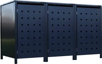 Produktbild von 3 Tailor Mülltonnenboxen Basic für 120 Liter Tonne Stanzung 2 komplett Anthrazit