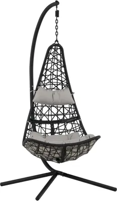 Produktbild von FURNLUX Outdoor Hängesessel Edinburgh Grau Und Schwarz 132cm / Hauptfarbe: Schwarz / Abmessungen: 132 x 130 x 205 cm