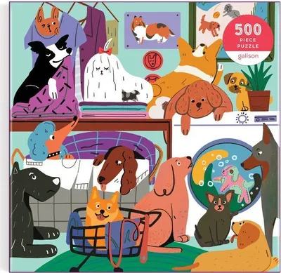 Imagen del producto de GALISON. Puzzle cuadrado. "Perros en la lavandería". 500 piezas