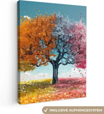 Zdjęcie produktu dla MuchoWow® - Obraz na płótnie - Drzewo - Kolorowe - Natura - Drzewo życia, fototapeta, dekoracja ścienna obrazy do salonu, 90x120cm