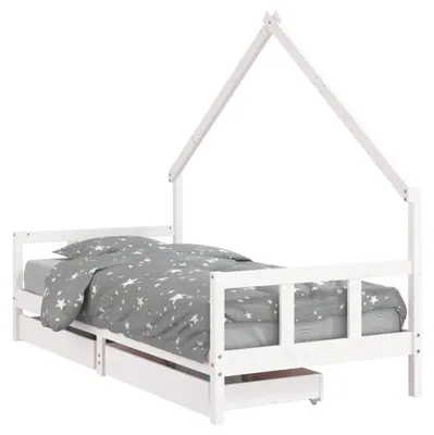 Obrázek produktu pro vidaXL Dětská postýlka se zásuvkami bílá 90x200 cm Masivní borovicové dřevo