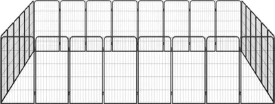 Produktbild von vidaXL 28-tlg. Hundelaufstall Schwarz 50x100cm Stahl Pulverbeschichtet
