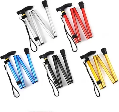 Produktbild von SagaSave Faltbarer Gehstock, Reise-Gehstock, Aluminiumlegierung, höhenverstellbar, für Senioren und Erwachsene, Wanderstock