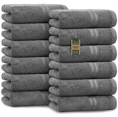 Immagine prodotto di Asciugamani – Set da 12 (30x50 cm), 100% cotone, color grigio antracite