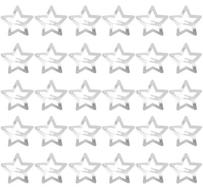 Produktbild von 30 Haarspangen in Sternform aus Metall mit Schnappverschluss, niedliche kleine Haarspangen, sternförmige Haarnadeln mit Aussparungen, Haarspangen für Frauen und Mädchen