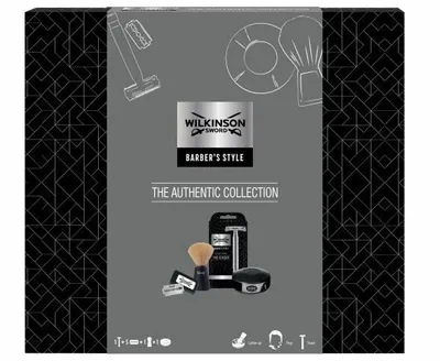 Produktbild von WILKINSON SWORD Barber's Style - The Authentic Collection (Rasierhobel, 5 x Doppelklingen, Rasierpinsel, Rasierseife)
