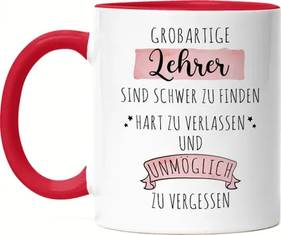 Produktbild von Großartige Lehrer Sind Schwer Zu Finden Tasse Rot  Dankeschön Geschenk Hart Zu Vergessen