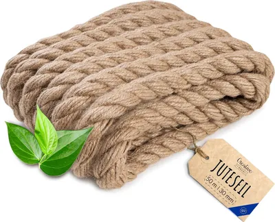 Produktbild von Creative Deco Juteseil Juteschnur | 50m Lang 30mm Stark | Jute Hanfseil Tau | Gedreht Naturfaser Handlauf DIY Garten