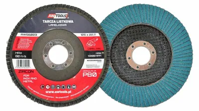 Imagen del producto de AWTOOLS, disco de lija para amolar, 125 mm, grano 36, acero inoxidable, circonio